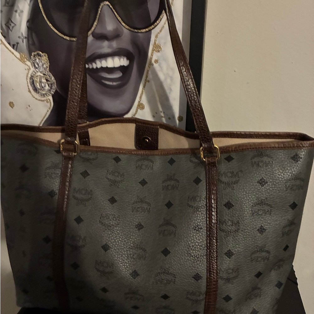 MCM Gray and Brown Tote Bag